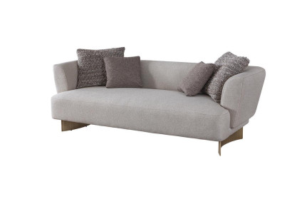 Gray Upholstery Three Seater Living room Designer Couches Wooden Frame Sofa